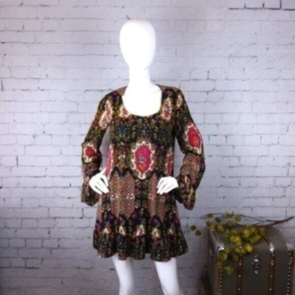 Show Me Your Mumu Boho Mini Shift Dress Black Size Small - Picture 1 of 6